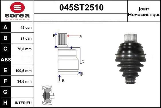 STARTCAR 045ST2510 - Birləşmə dəsti, ötürücü val furqanavto.az