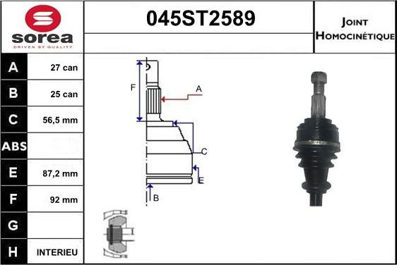 STARTCAR 045ST2589 - Birləşmə dəsti, ötürücü val furqanavto.az