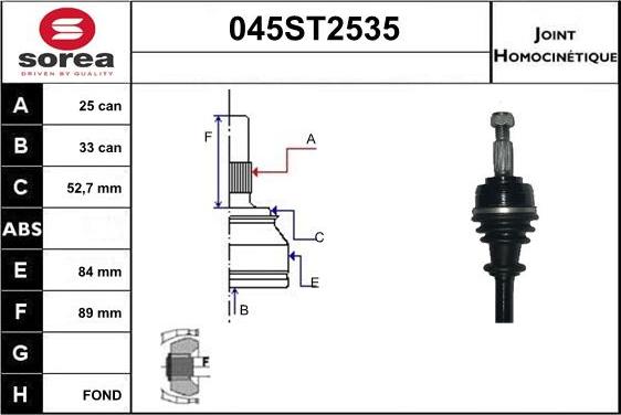 STARTCAR 045ST2535 - Birləşmə dəsti, ötürücü val furqanavto.az