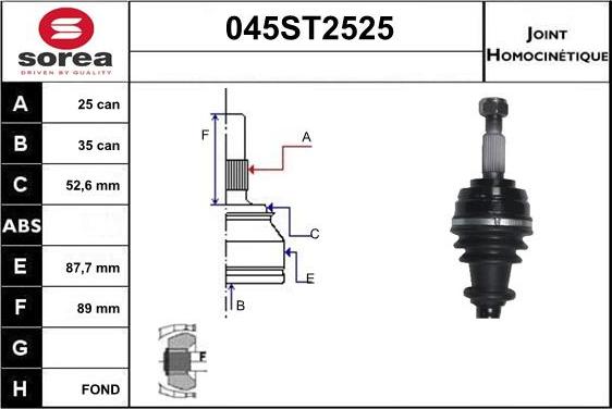 STARTCAR 045ST2525 - Birləşmə dəsti, ötürücü val furqanavto.az