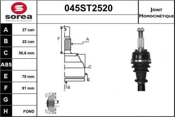 STARTCAR 045ST2520 - Birləşmə dəsti, ötürücü val furqanavto.az