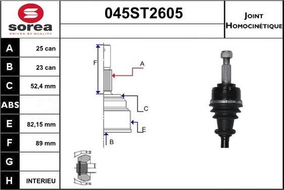 STARTCAR 045ST2605 - Birləşmə dəsti, ötürücü val furqanavto.az