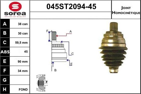 STARTCAR 045ST2094-45 - Birləşmə dəsti, ötürücü val furqanavto.az