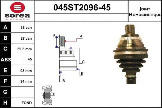 STARTCAR 045ST2096-45 - Birləşmə dəsti, ötürücü val furqanavto.az