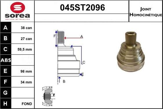 STARTCAR 045ST2096 - Birləşmə dəsti, ötürücü val furqanavto.az