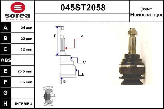 STARTCAR 045ST2058 - Birləşmə dəsti, ötürücü val furqanavto.az