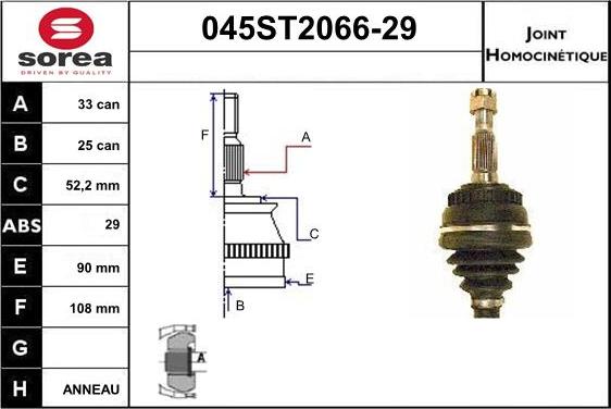 STARTCAR 045ST2066-29 - Birləşmə dəsti, ötürücü val furqanavto.az