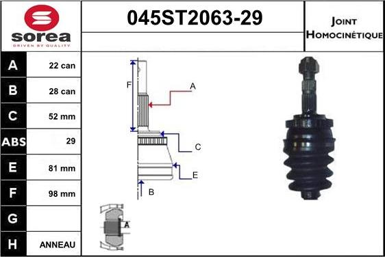 STARTCAR 045ST2063-29 - Birləşmə dəsti, ötürücü val furqanavto.az