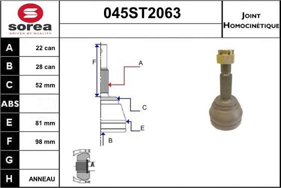 STARTCAR 045ST2063 - Birləşmə dəsti, ötürücü val furqanavto.az