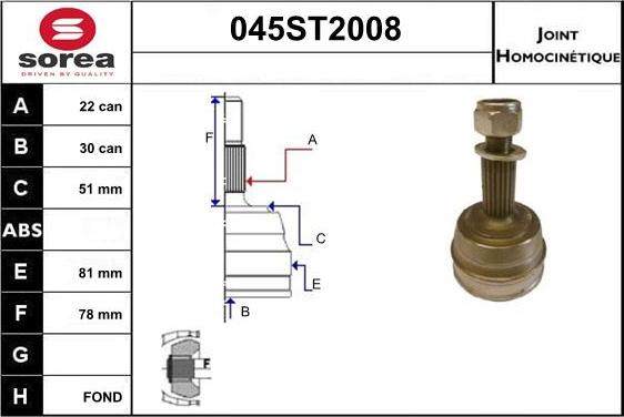 STARTCAR 045ST2008 - Birləşmə dəsti, ötürücü val furqanavto.az