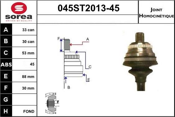 STARTCAR 045ST2013-45 - Birləşmə dəsti, ötürücü val furqanavto.az