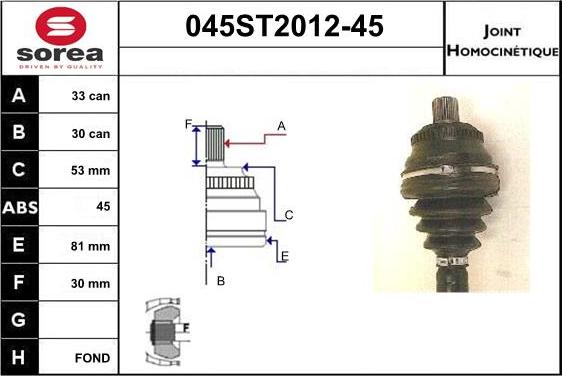 STARTCAR 045ST2012-45 - Birləşmə dəsti, ötürücü val furqanavto.az