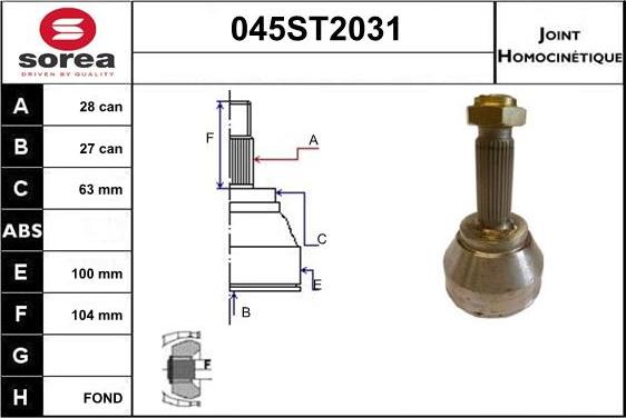 STARTCAR 045ST2031 - Birləşmə dəsti, ötürücü val furqanavto.az