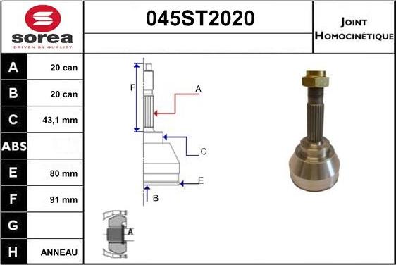 STARTCAR 045ST2020 - Birləşmə dəsti, ötürücü val furqanavto.az