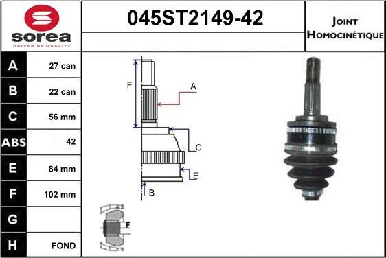 STARTCAR 045ST2149-42 - Birləşmə dəsti, ötürücü val furqanavto.az