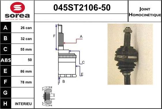 STARTCAR 045ST2106-50 - Birləşmə dəsti, ötürücü val furqanavto.az