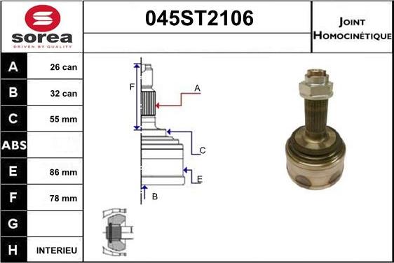 STARTCAR 045ST2106 - Birləşmə dəsti, ötürücü val furqanavto.az