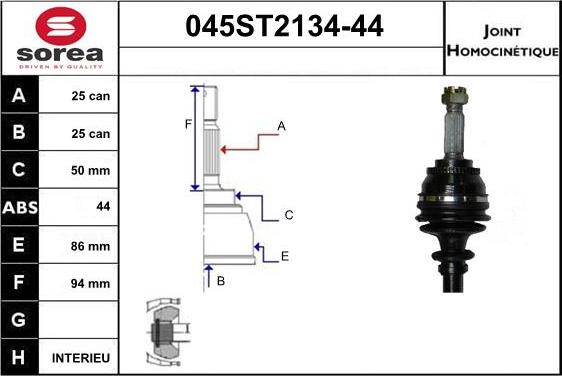 STARTCAR 045ST2134-44 - Birləşmə dəsti, ötürücü val furqanavto.az