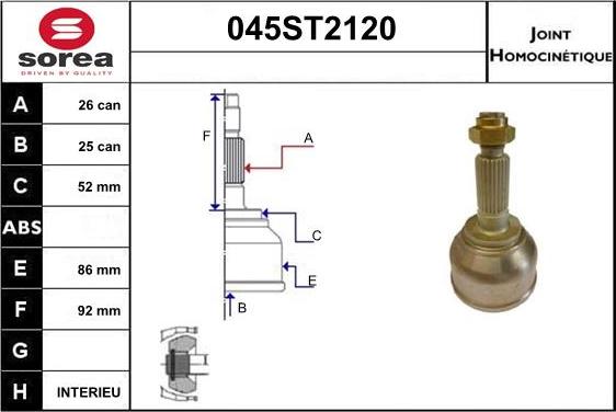 STARTCAR 045ST2120 - Birləşmə dəsti, ötürücü val furqanavto.az