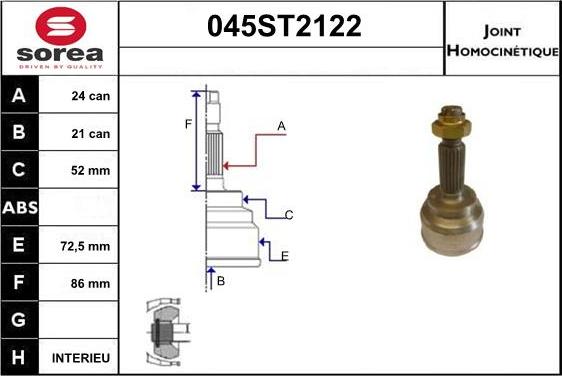 STARTCAR 045ST2122 - Birləşmə dəsti, ötürücü val furqanavto.az