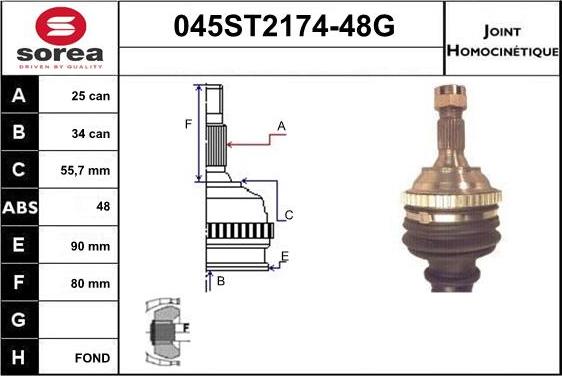 STARTCAR 045ST2174-48G - Birləşmə dəsti, ötürücü val furqanavto.az