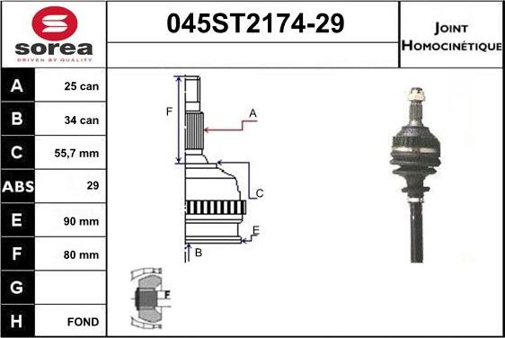 STARTCAR 045ST2174-29 - Birləşmə dəsti, ötürücü val furqanavto.az