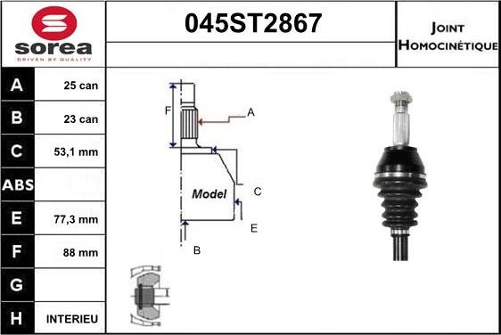 STARTCAR 045ST2867 - Birləşmə dəsti, ötürücü val furqanavto.az