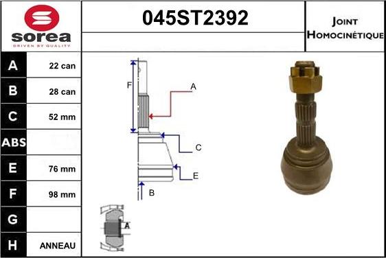 STARTCAR 045ST2392 - Birləşmə dəsti, ötürücü val furqanavto.az