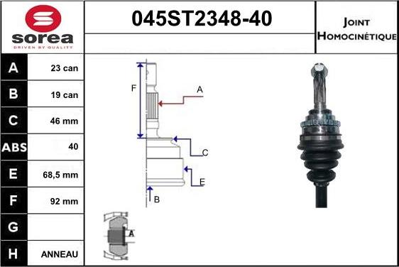 STARTCAR 045ST2348-40 - Birləşmə dəsti, ötürücü val furqanavto.az