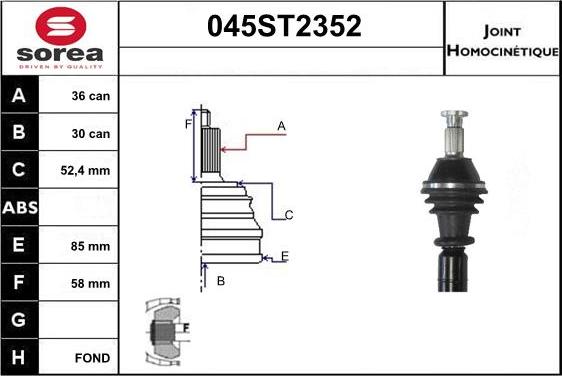 STARTCAR 045ST2352 - Birləşmə dəsti, ötürücü val furqanavto.az