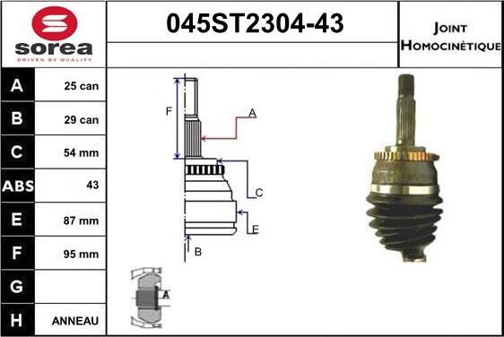 STARTCAR 045ST2304-43 - Birləşmə dəsti, ötürücü val furqanavto.az