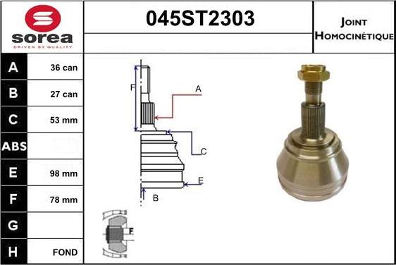 STARTCAR 045ST2303 - Birləşmə dəsti, ötürücü val furqanavto.az