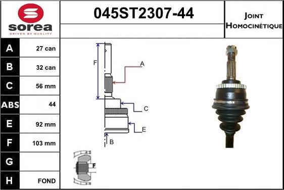 STARTCAR 045ST2307-44 - Birləşmə dəsti, ötürücü val furqanavto.az