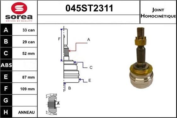 STARTCAR 045ST2311 - Birləşmə dəsti, ötürücü val furqanavto.az