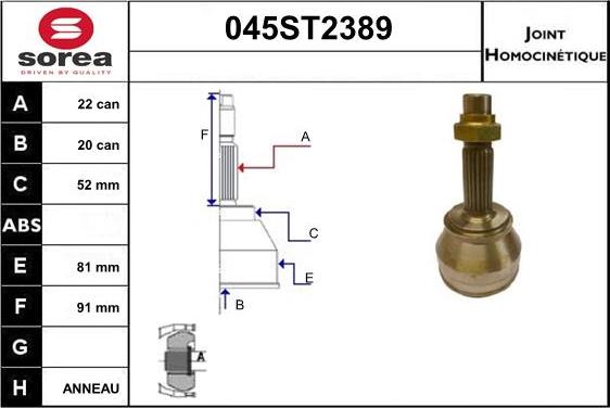 STARTCAR 045ST2389 - Birləşmə dəsti, ötürücü val furqanavto.az