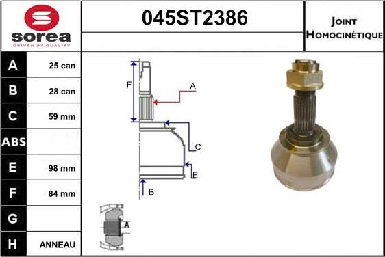 STARTCAR 045ST2386 - Birləşmə dəsti, ötürücü val furqanavto.az