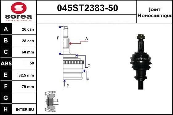 STARTCAR 045ST2383-50 - Birləşmə dəsti, ötürücü val furqanavto.az