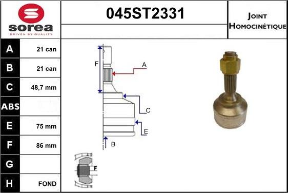 STARTCAR 045ST2331 - Birləşmə dəsti, ötürücü val furqanavto.az