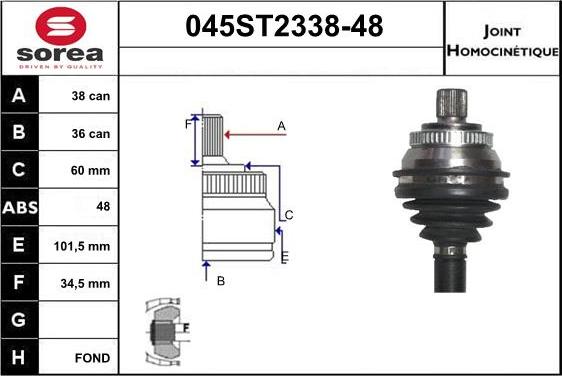 STARTCAR 045ST2338-48 - Birləşmə dəsti, ötürücü val furqanavto.az