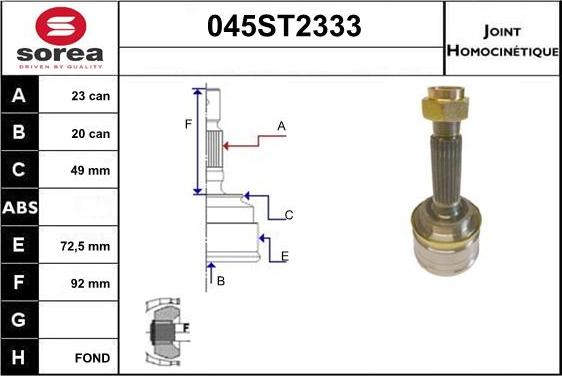 STARTCAR 045ST2333 - Birləşmə dəsti, ötürücü val furqanavto.az