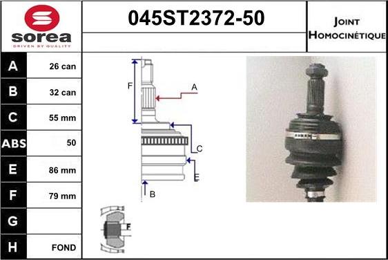 STARTCAR 045ST2372-50 - Birləşmə dəsti, ötürücü val furqanavto.az