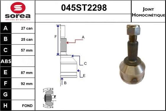 STARTCAR 045ST2298 - Birləşmə dəsti, ötürücü val furqanavto.az