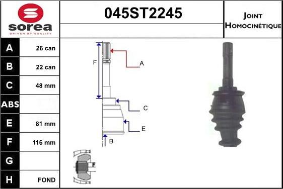 STARTCAR 045ST2245 - Birləşmə dəsti, ötürücü val furqanavto.az