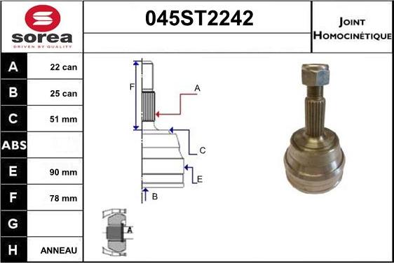 STARTCAR 045ST2242 - Birləşmə dəsti, ötürücü val furqanavto.az