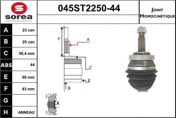 STARTCAR 045ST2250-44 - Birləşmə dəsti, ötürücü val furqanavto.az