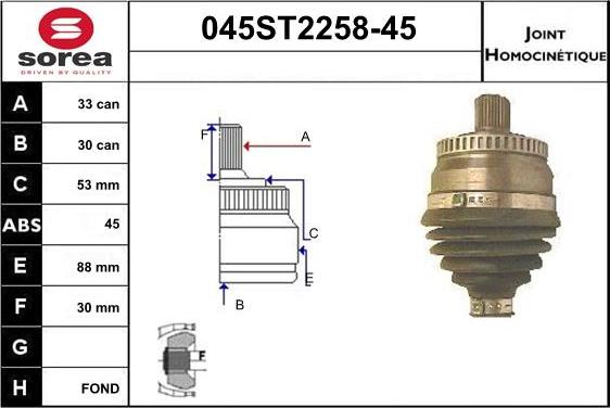 STARTCAR 045ST2258-45 - Birləşmə dəsti, ötürücü val furqanavto.az