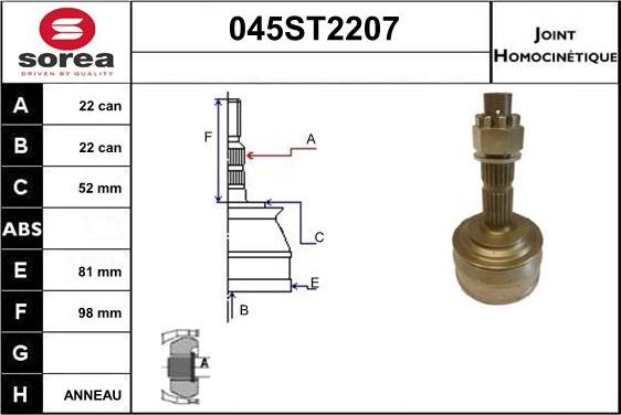 STARTCAR 045ST2207 - Birləşmə dəsti, ötürücü val furqanavto.az