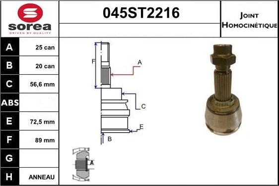 STARTCAR 045ST2216 - Birləşmə dəsti, ötürücü val furqanavto.az