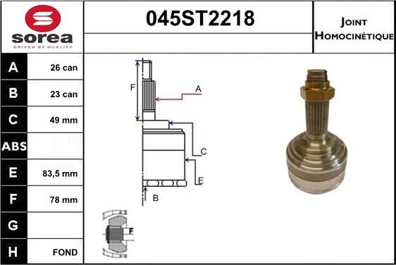 STARTCAR 045ST2218 - Birləşmə dəsti, ötürücü val furqanavto.az