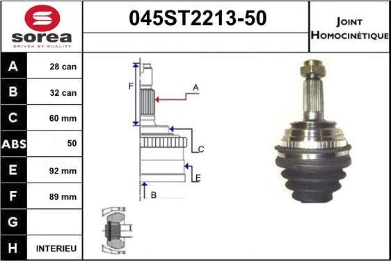 STARTCAR 045ST2213-50 - Birləşmə dəsti, ötürücü val furqanavto.az